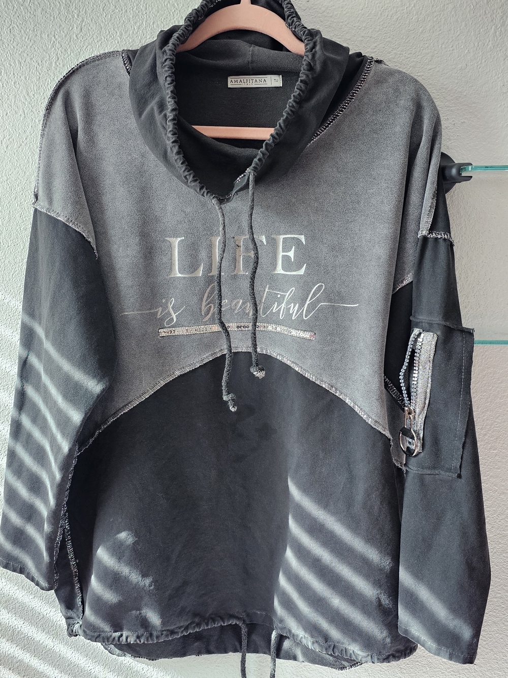 Amalfi Italian Black & Charcoal Turtleneck Pullover